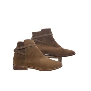 Joie Brown Suede Ankle Boots‎ Pointed Toe Flat Heel Western  Pull On Booties 40